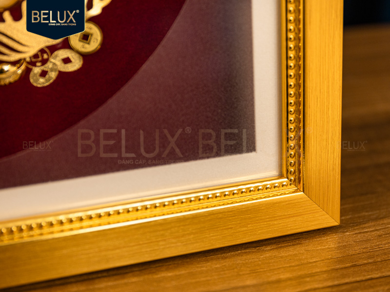 Tranh Rồng chầu ngọc dát vàng 24k 30x30cm